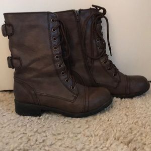 Dark brown combat boots